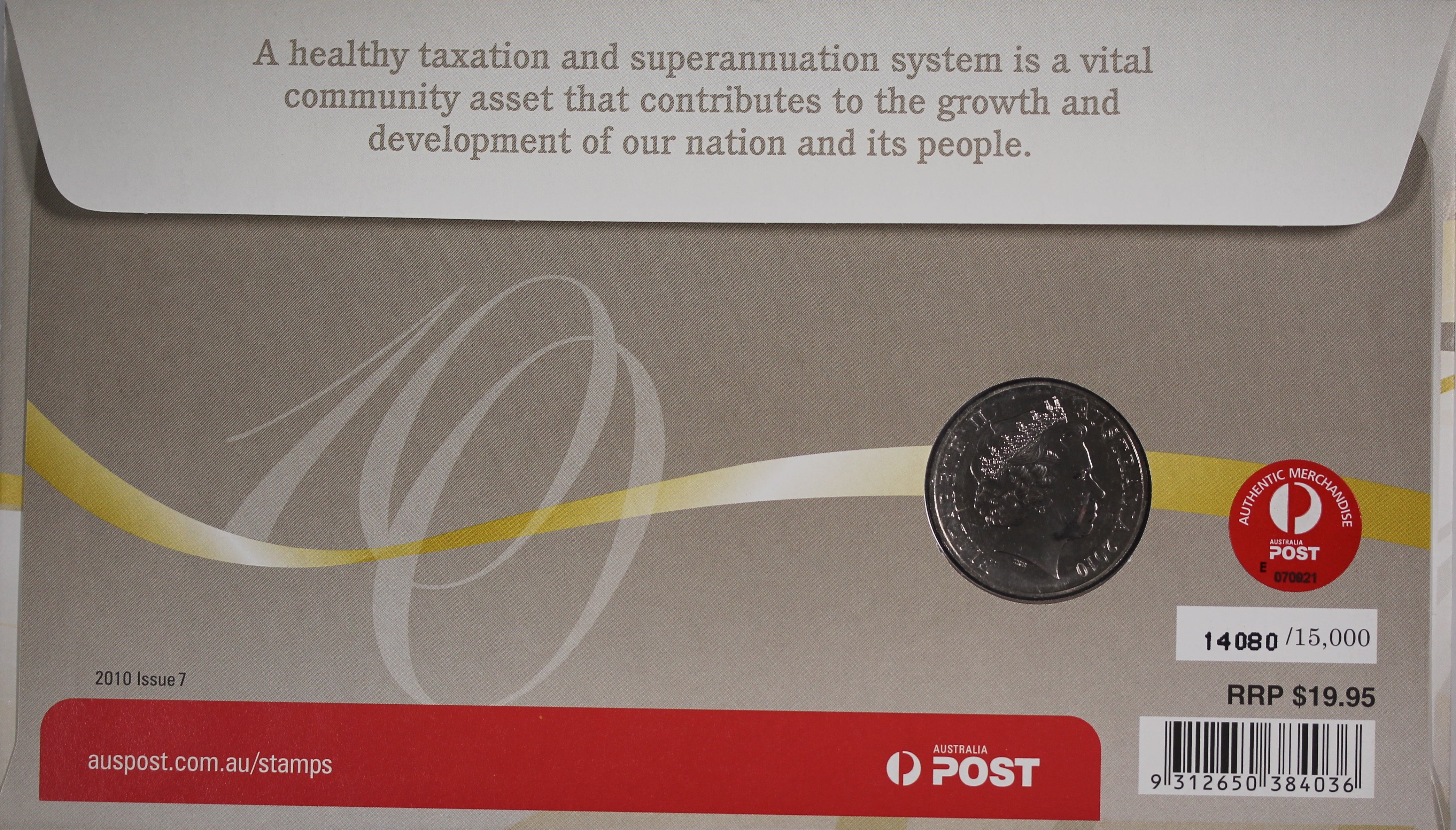 2010 Centenary of Australian Taxation Office 20c PNC - Image 2