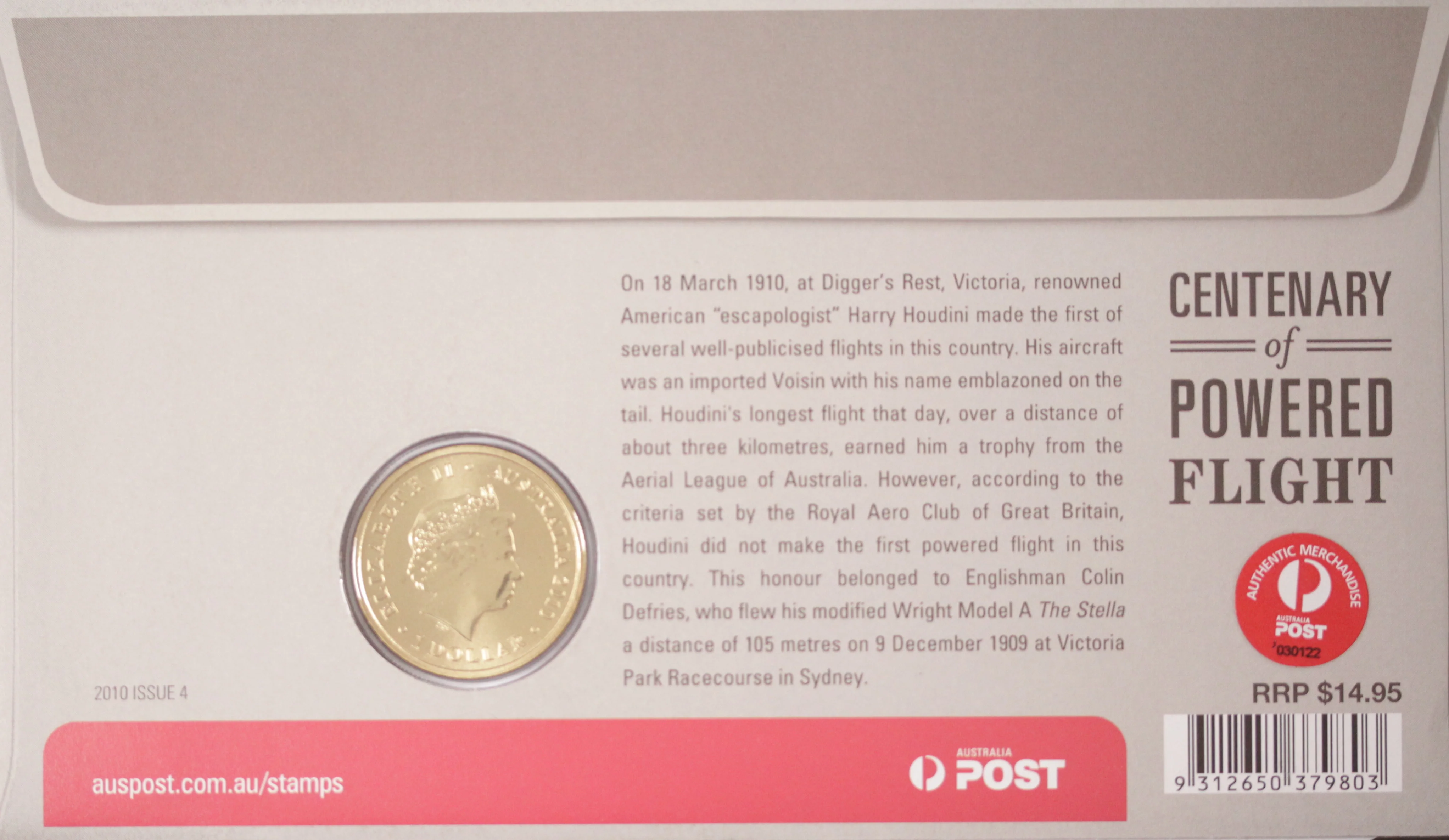 2010 Centenary of Powered Flight $1 PNC - Image 2