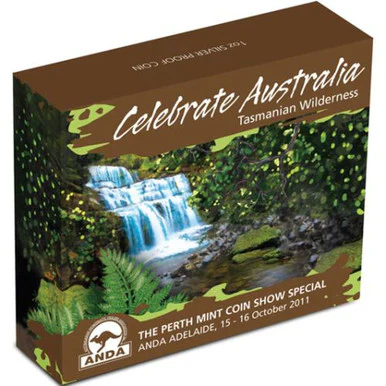 2011 $1 ANDA Adelaide Celebrate Australia Tasmanian Wilderness 1oz Silver Coloured Proof Coin - Image 4