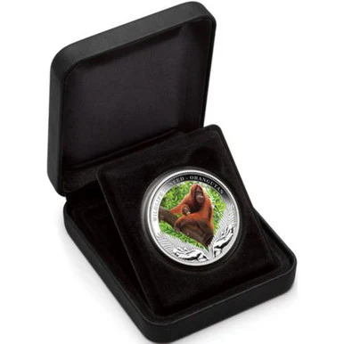 2011 $1 Wildlife In Need Orangutan 1oz Silver Coloured Proof Coin - Image 2