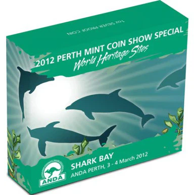 2012 $1 ANDA Perth Coin Show World Heritage Sites Shark Bay 1oz Silver Coloured Proof Coin - Image 3