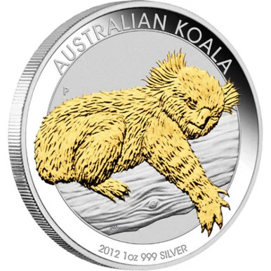 2012 $1 Australian Koala 1oz Silver Gilded Coin - Image 2