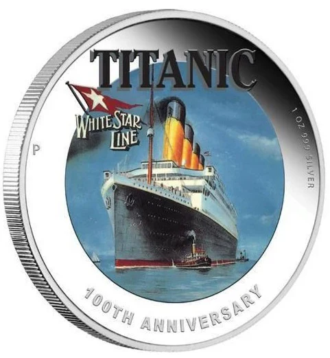 2012 $1 R.M.S. Titanic 100th Anniversary 1oz Silver Coloured Proof Coin