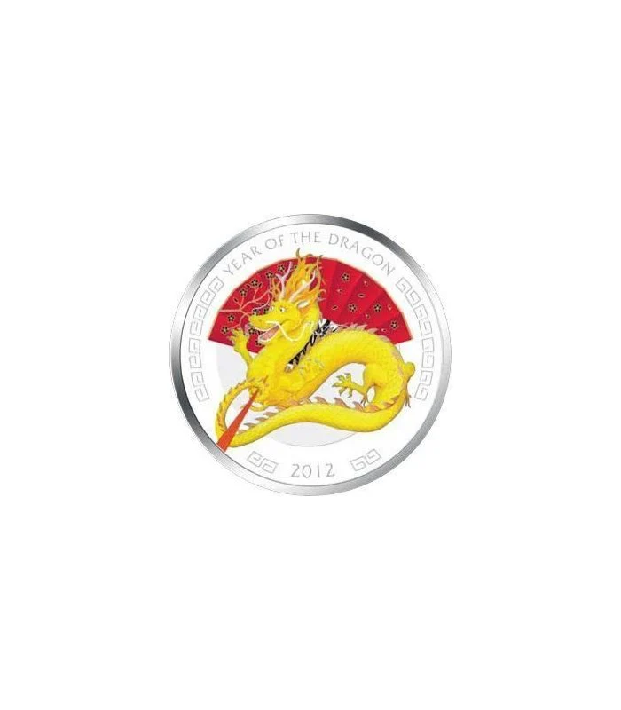 2012 $2 Yellow Lunar Year of the Dragon 1oz Silver Coin - Image 5
