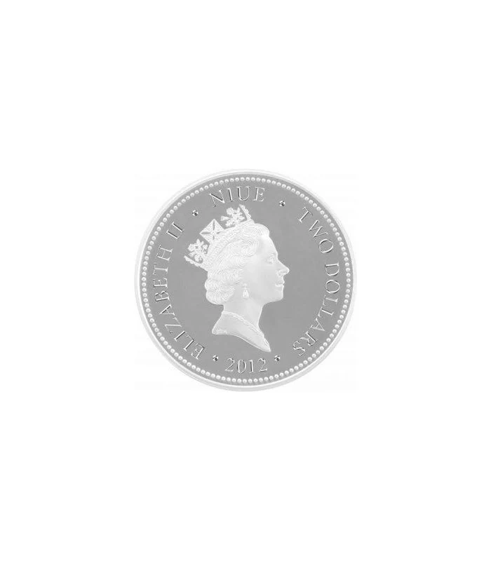 2012 $2 Yellow Lunar Year of the Dragon 1oz Silver Coin - Image 6