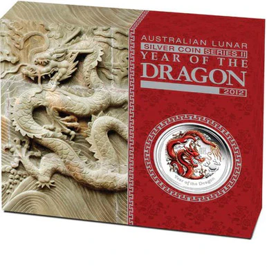 2012 50c Lunar Year of The Dragon 1/2oz Silver Coloured Proof Coin - Image 4