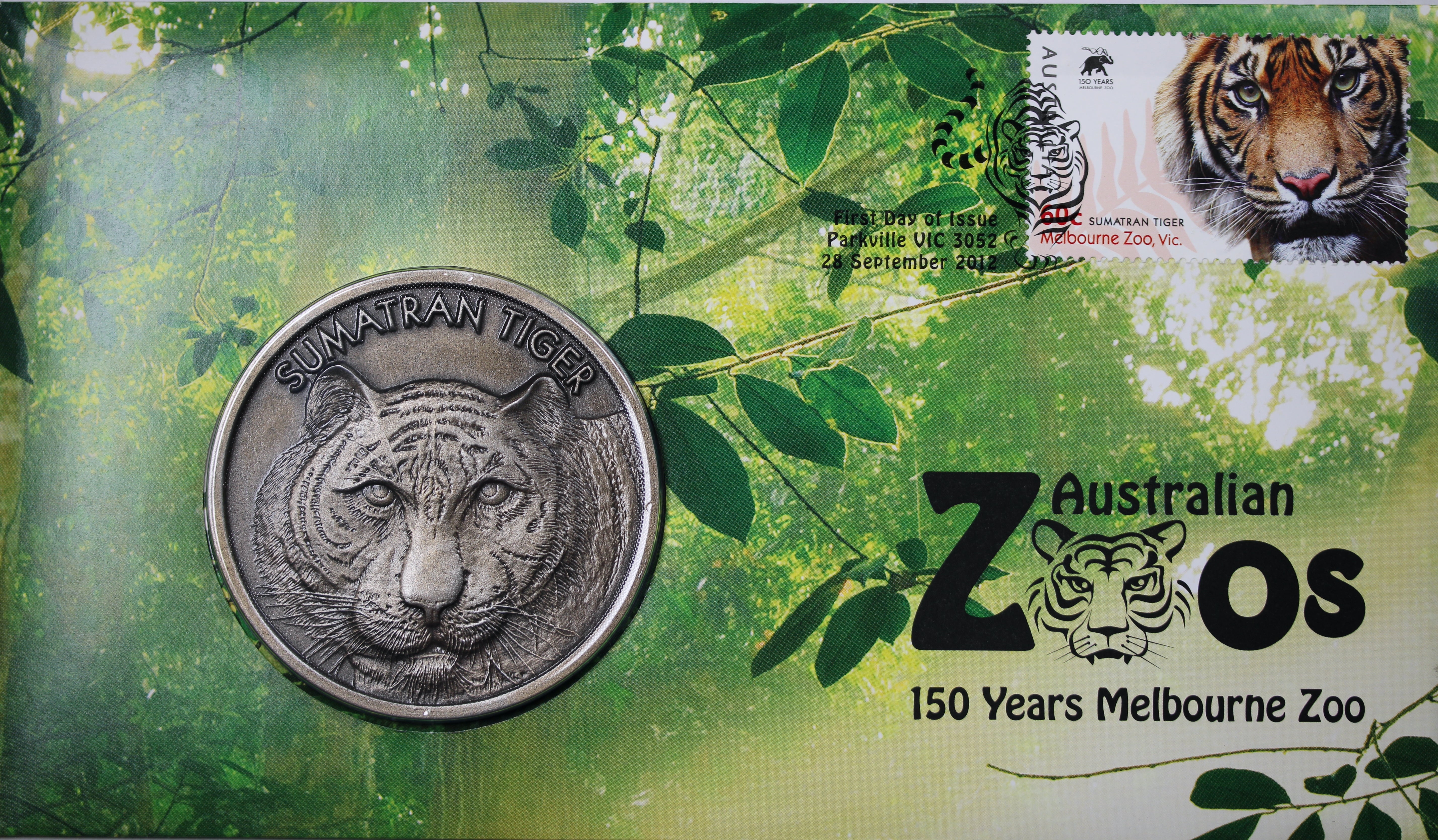 2012 Australian Zoo Sumatran Tiger Medallion and Australian Zoos 3 Medallion - Medallion Cover Pair - Image 2