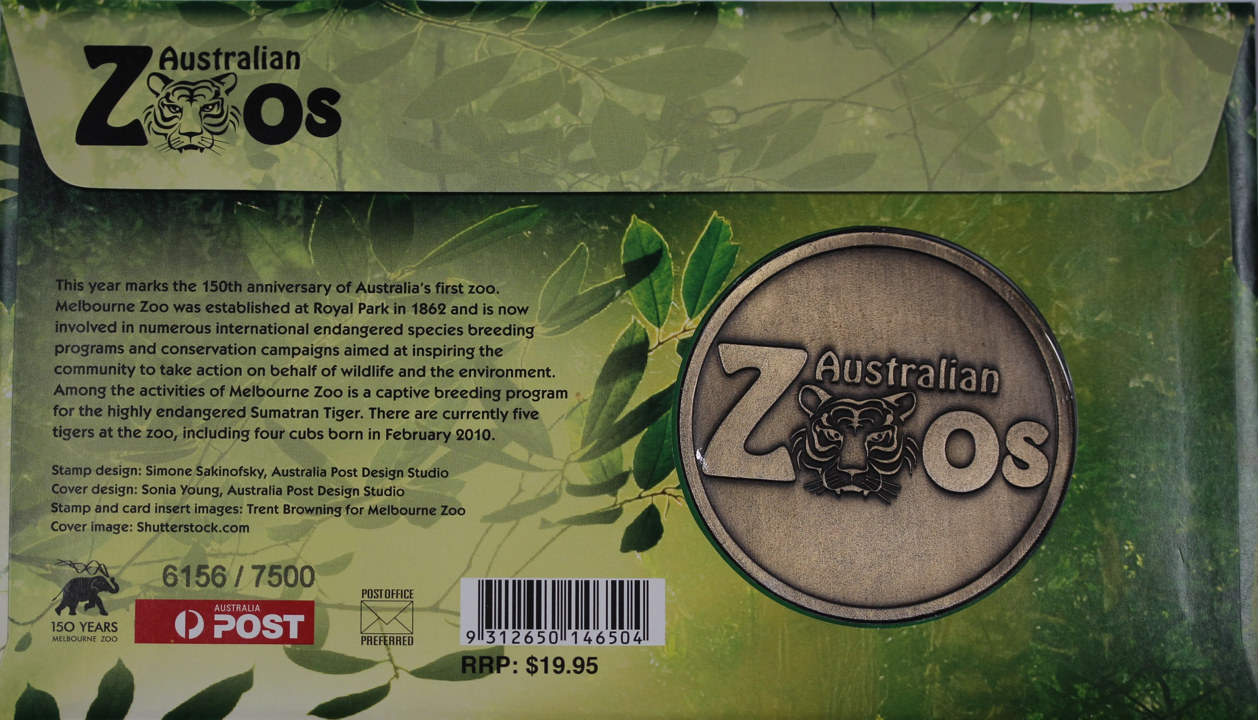 2012 Australian Zoos Sumatran Tiger Medallion Cover - Image 2