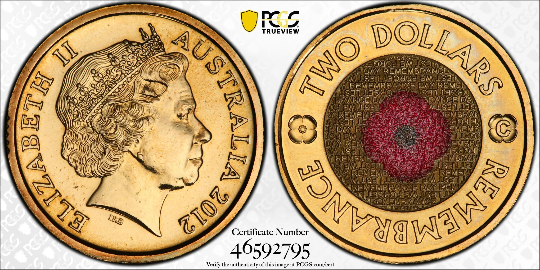 2012 C Mintmark $2 Red Poppy Coin MS69 (Top Pop) - Image 3