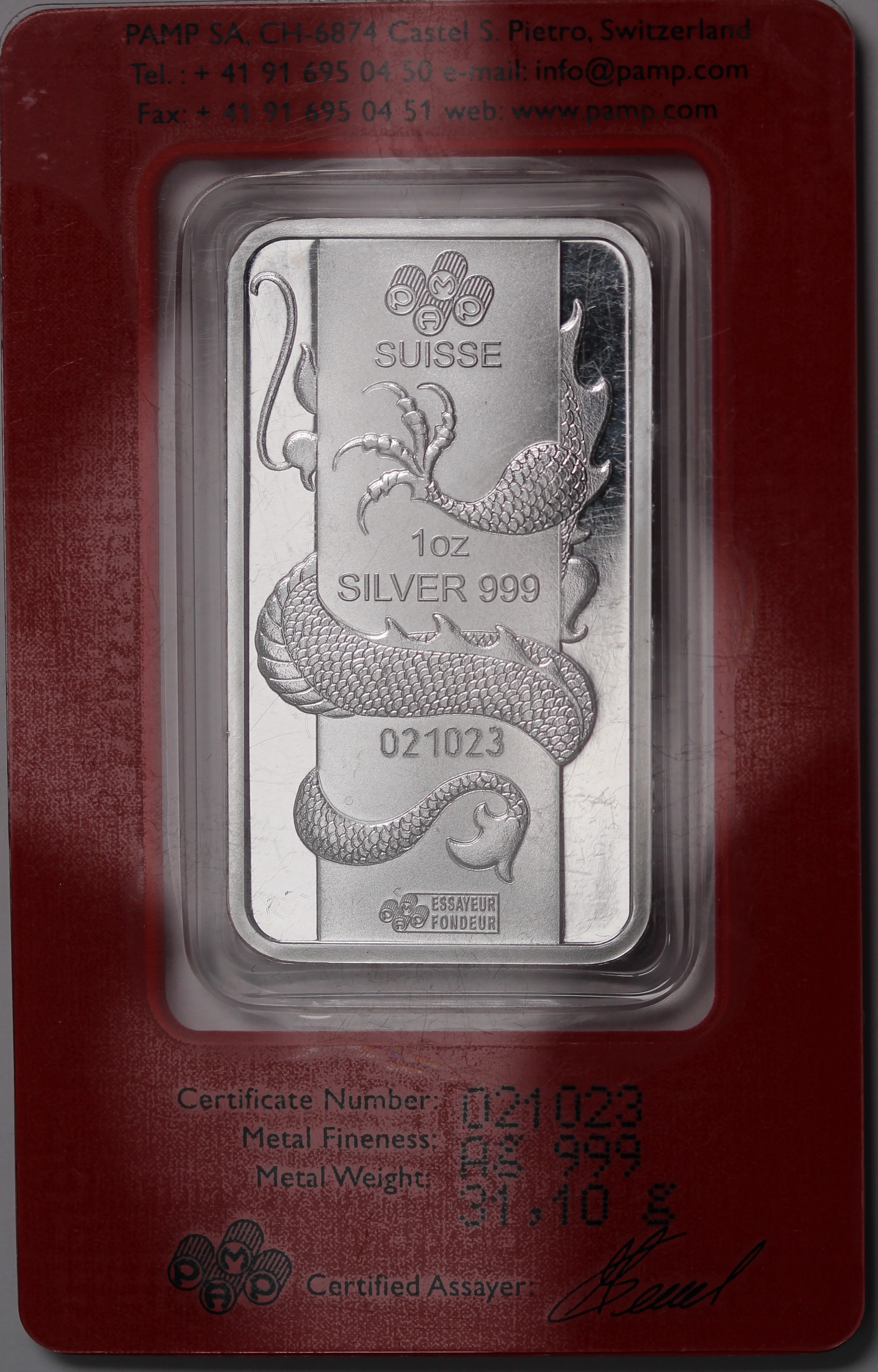 2012 PAMP Silver 1oz Dragon - Image 2