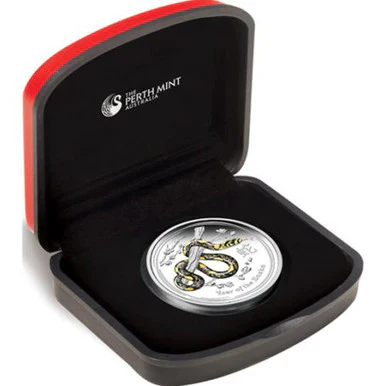 2013 $1 Lunar Year of The Snake 1oz Silver Coloured Proof Coin - Image 4