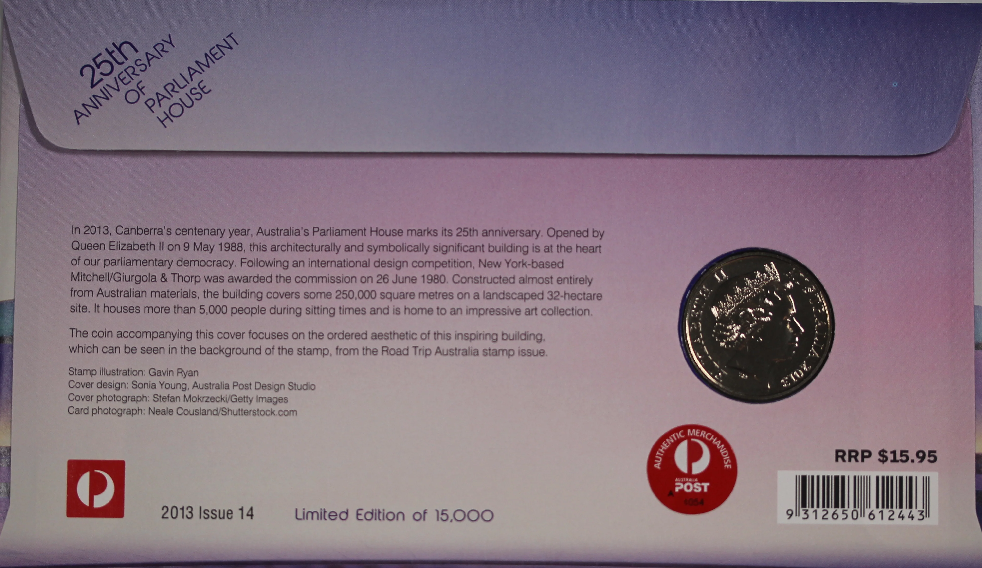 2013 25th Anniversary of Parliament House 20c PNC - Image 2