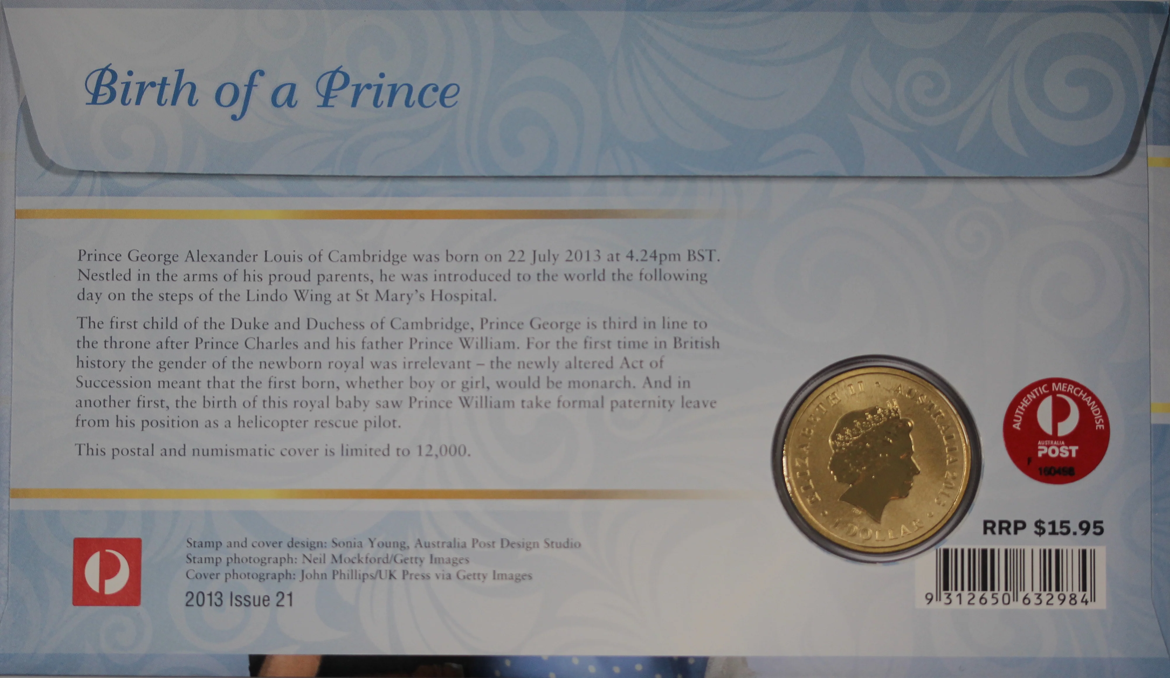 2013 Birth of Prince George $1 PNC - Image 2
