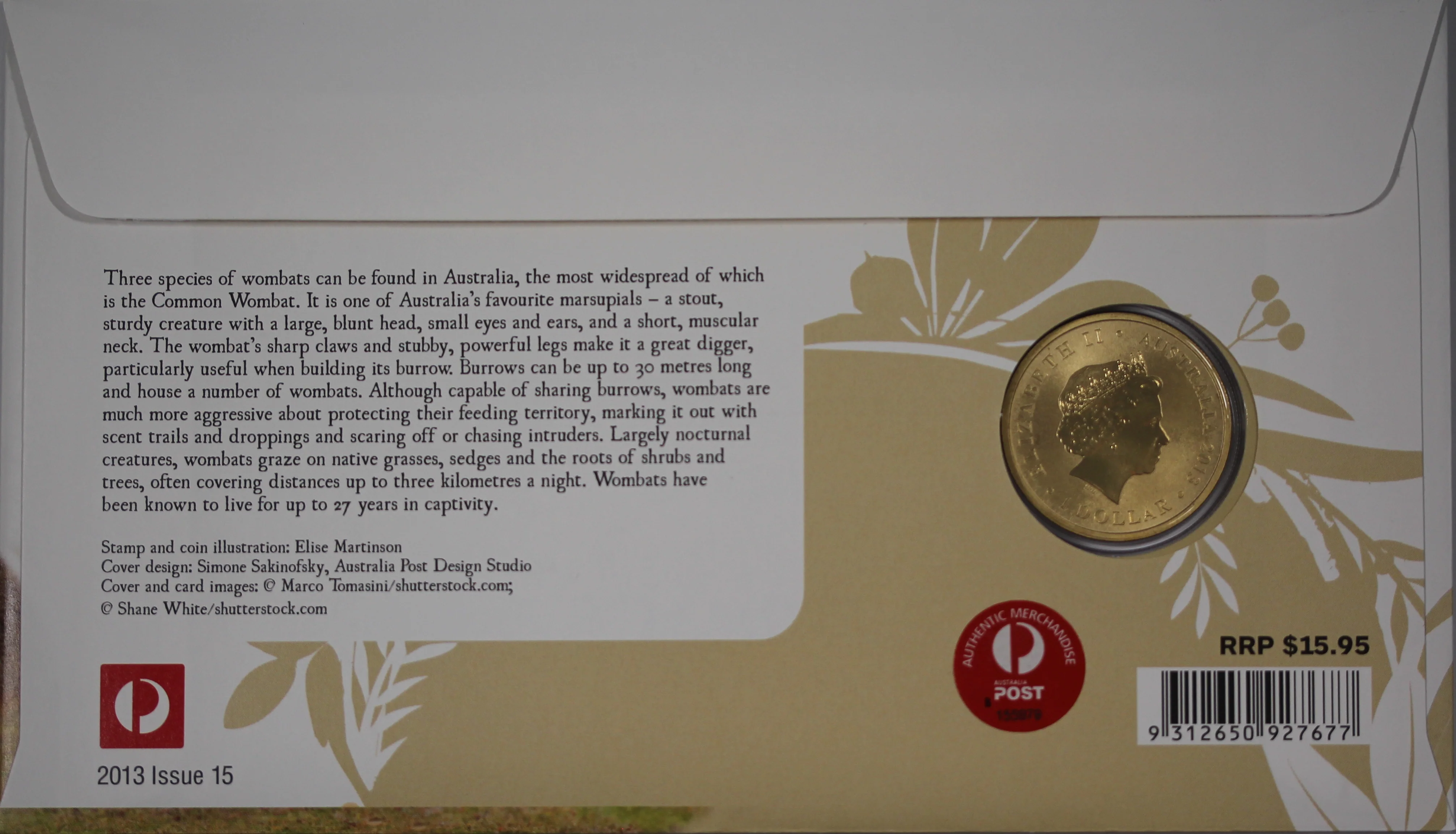 2013 Bush Babies Wombat $1 PNC - Image 2