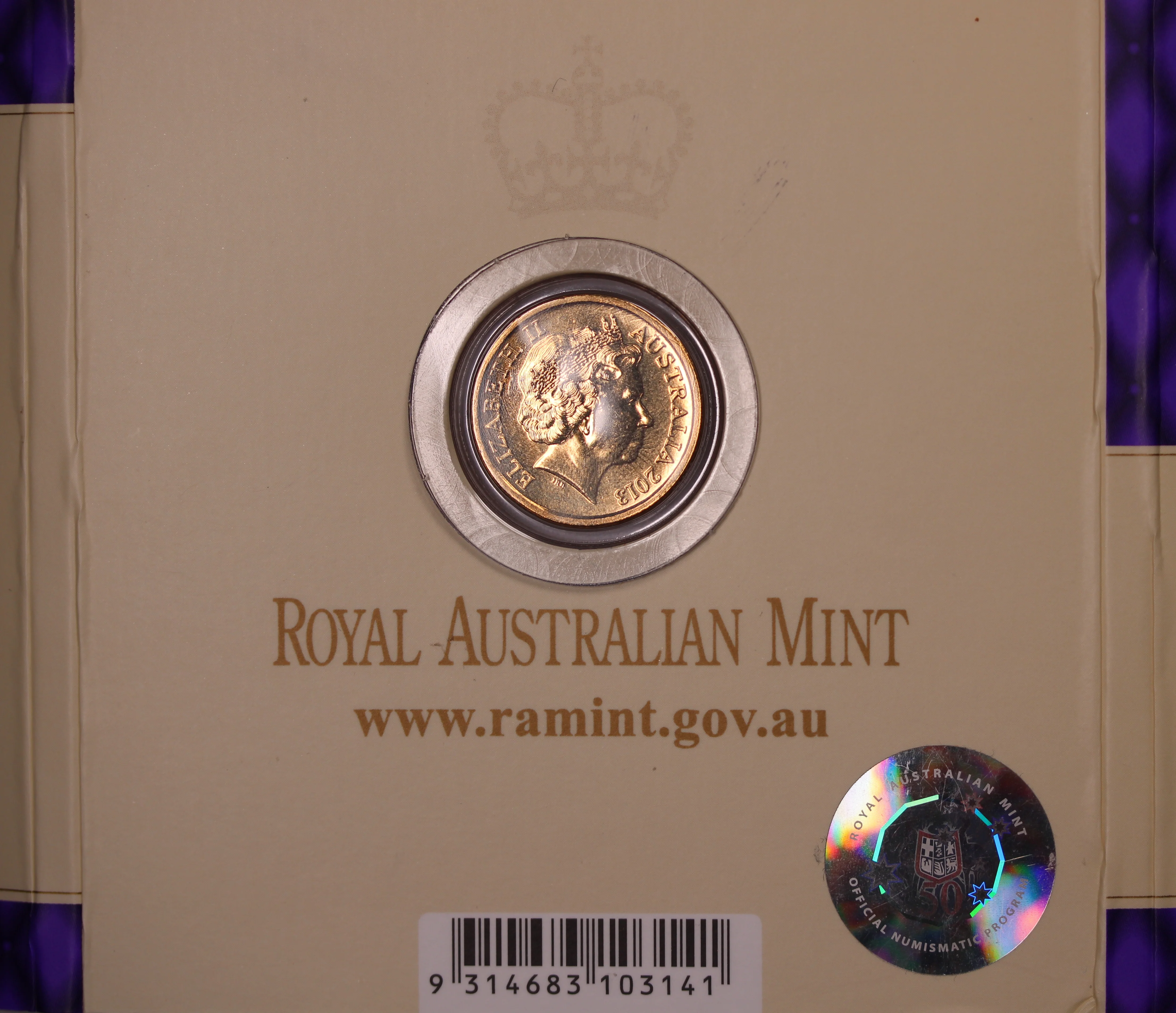 2013 Coronation Purple Coloured $2 C Mintmark Coin in Card - Image 3