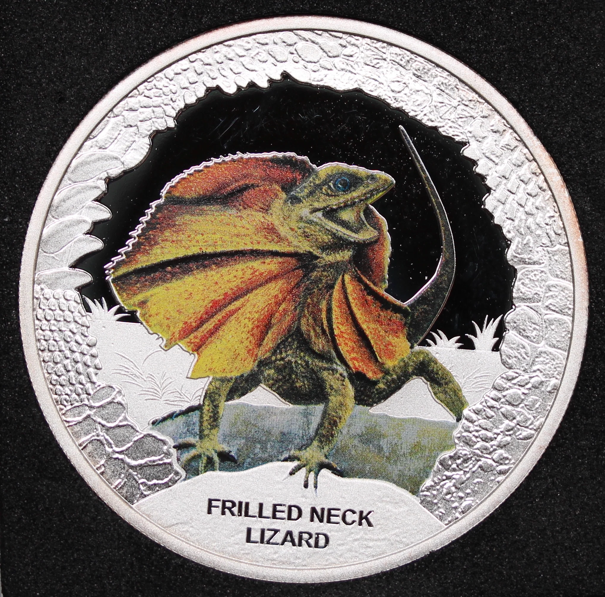2013 Frilled Neck Lizard 1oz Silver Coin in Quadrum Capsule