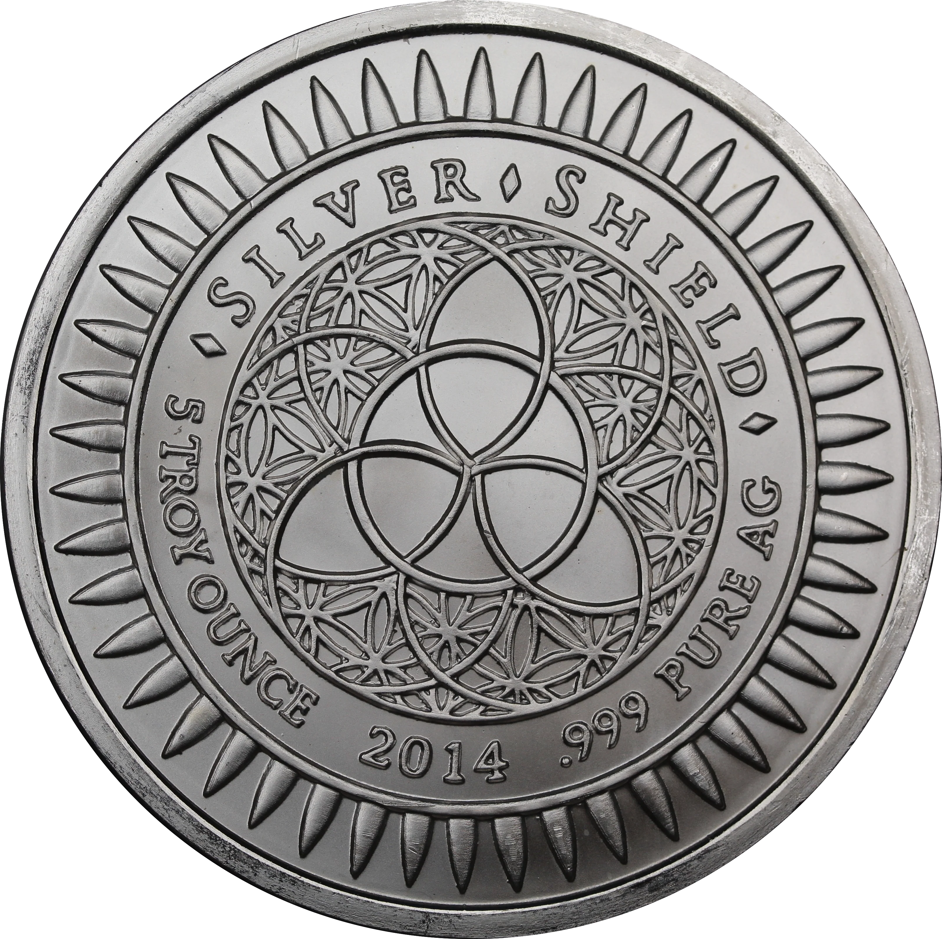 2013 Silver Bullet Silver Shield 5oz Silver Trivium Round - Image 2