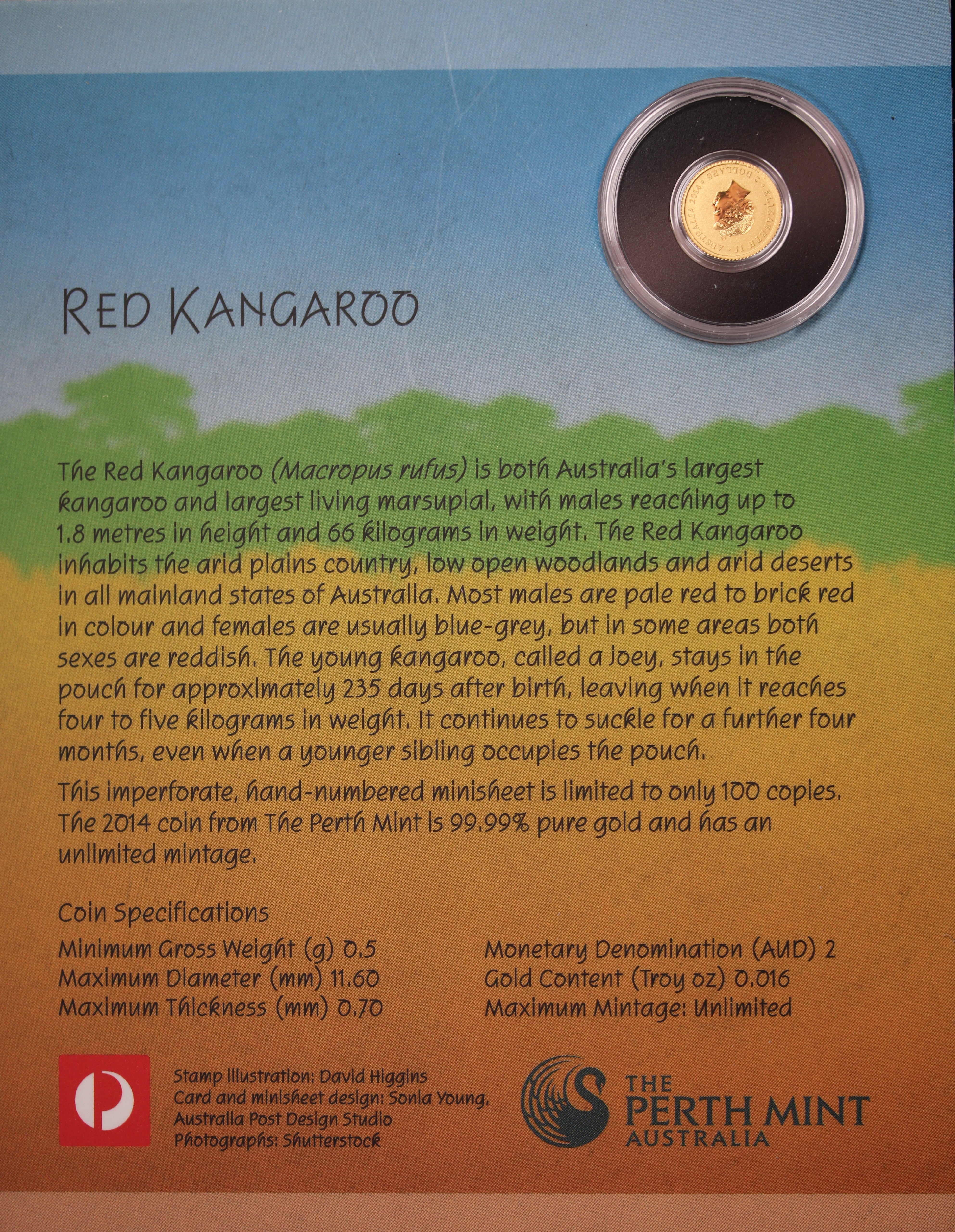 2014 0.5G Gold Red Kangaroo Coin with Minisheet - Image 2