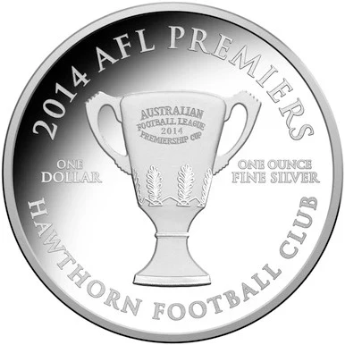 2014 $1 AFL Hawthorn Football Club Premiership 1oz Silver Proof Coin - Image 2
