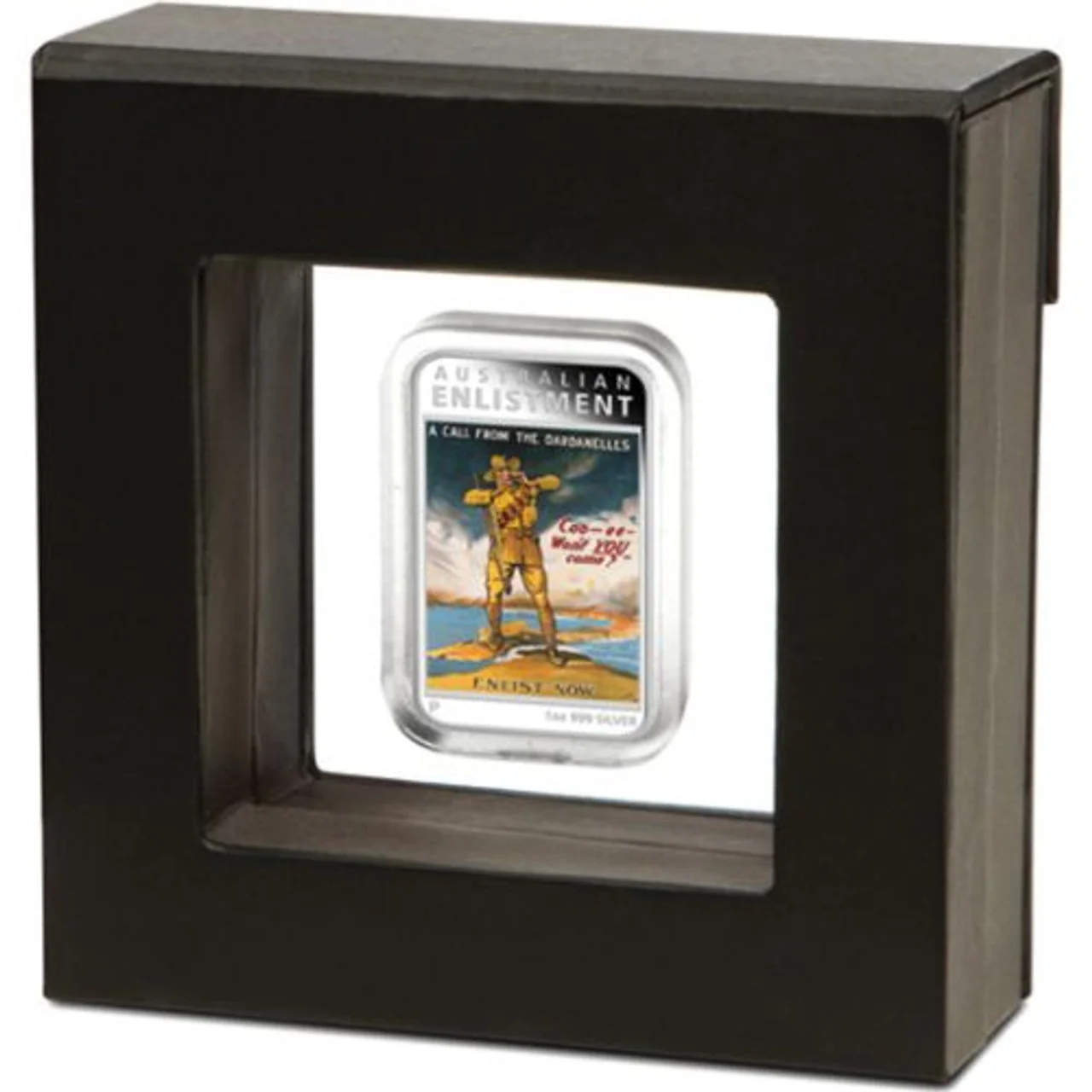 2014 $1 Australian Posters of World War I Enlistment 1oz Silver Coloured Rectangle Proof Coin - Image 3
