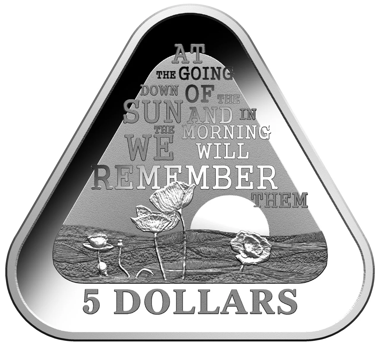2014 $5 Lest We Forget Silver Triangular Proof Coin - Image 2