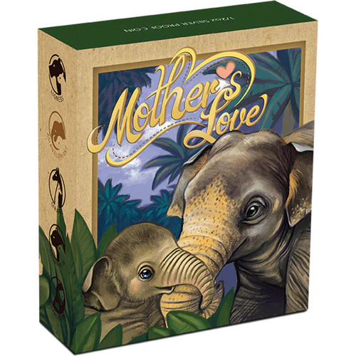 2014 50c Mother's Love Asian Elephant 1/2oz Silver Coloured Proof Coin - Image 4