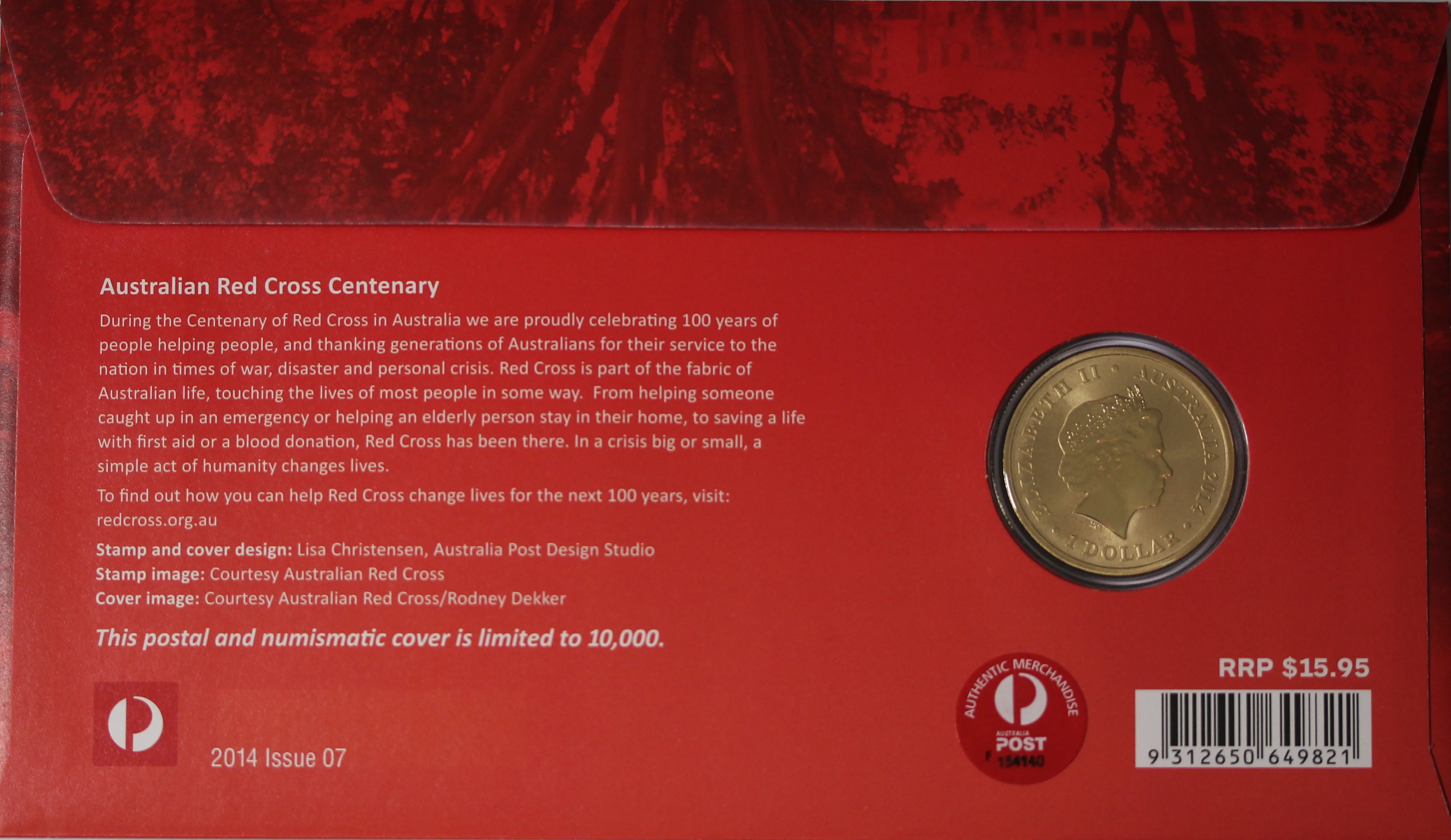2014 Centenary of Australian Red Cross $1 PNC - Image 2