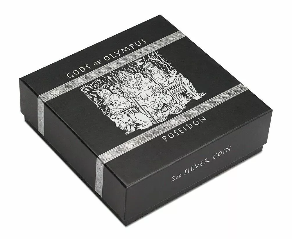 2014 Gods of Olympus – Poseidon 2oz Silver High Relief Coin - Image 2