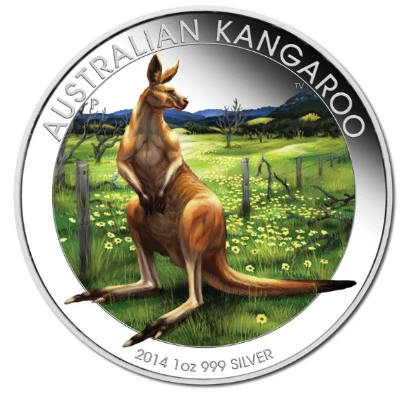 2014 World Money Fair Coloured Kangaroo 1oz Silver Proof Coin - Image 2