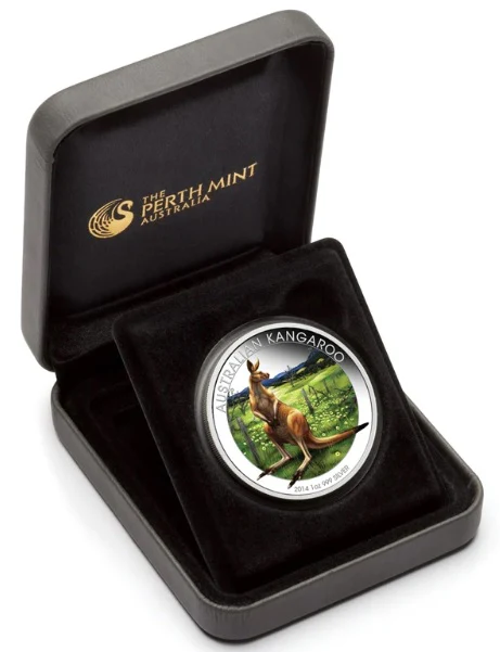 2014 World Money Fair Coloured Kangaroo 1oz Silver Proof Coin - Image 3
