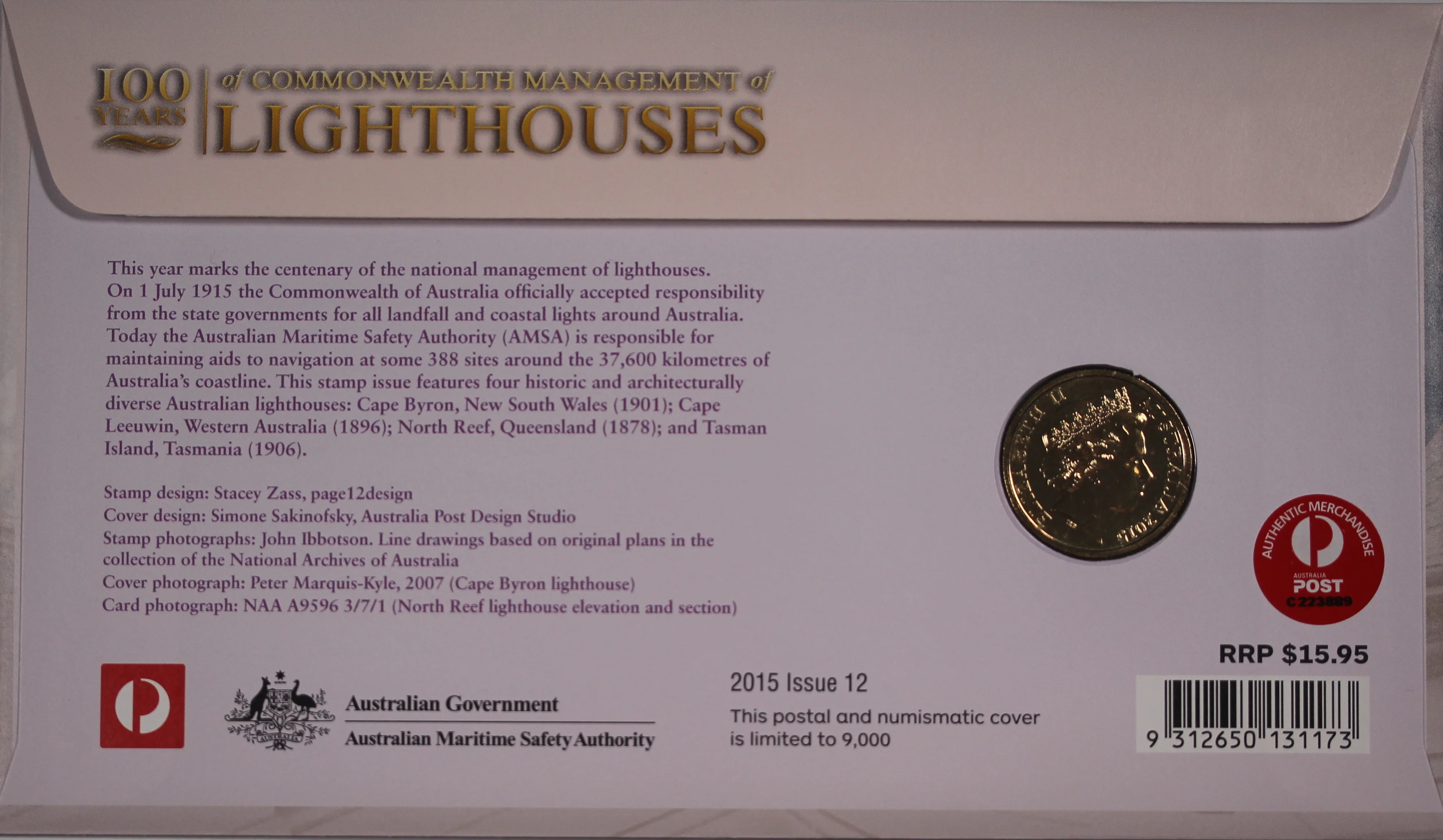 2015 100 Years of Lighthouses $1 PNC - Image 2