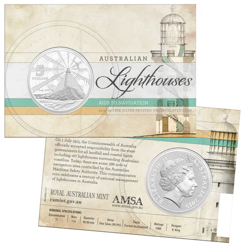 2015 $5 Australian Lighthouses Aids To Navigation 1oz Silver Uncirculated Coin