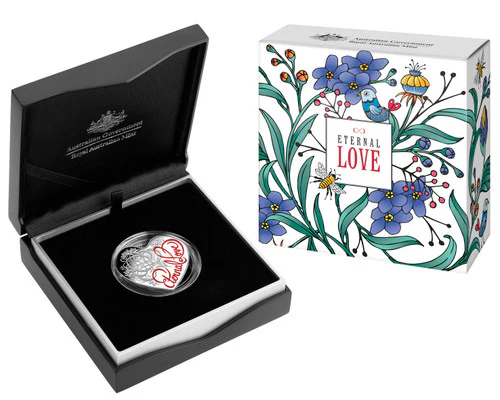 2015 $5 Eternal Love 1oz Silver Coloured Heart Shaped Proof Coin - Image 2