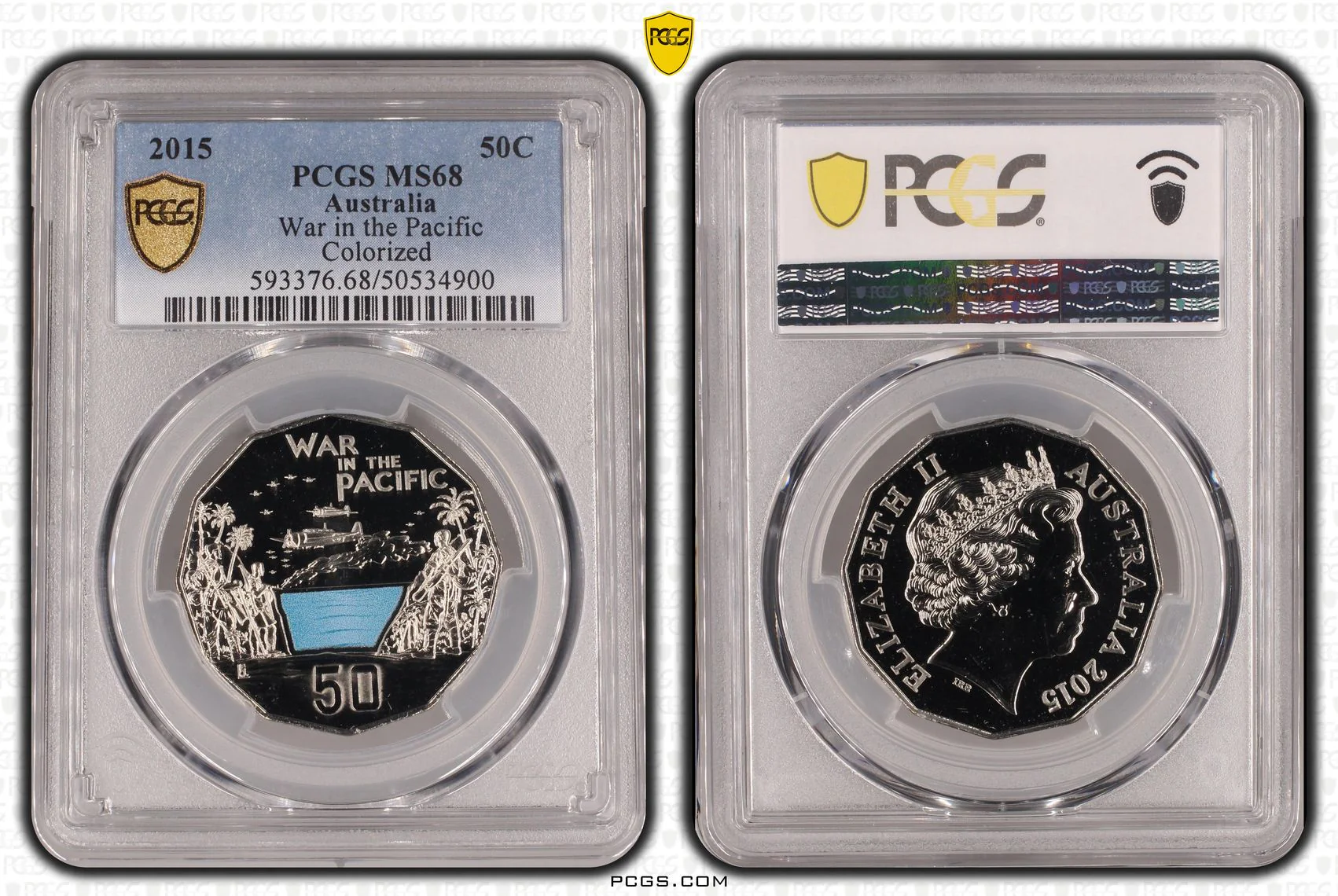2015 Australia War in the Pacific 50 Cent Coin MS68