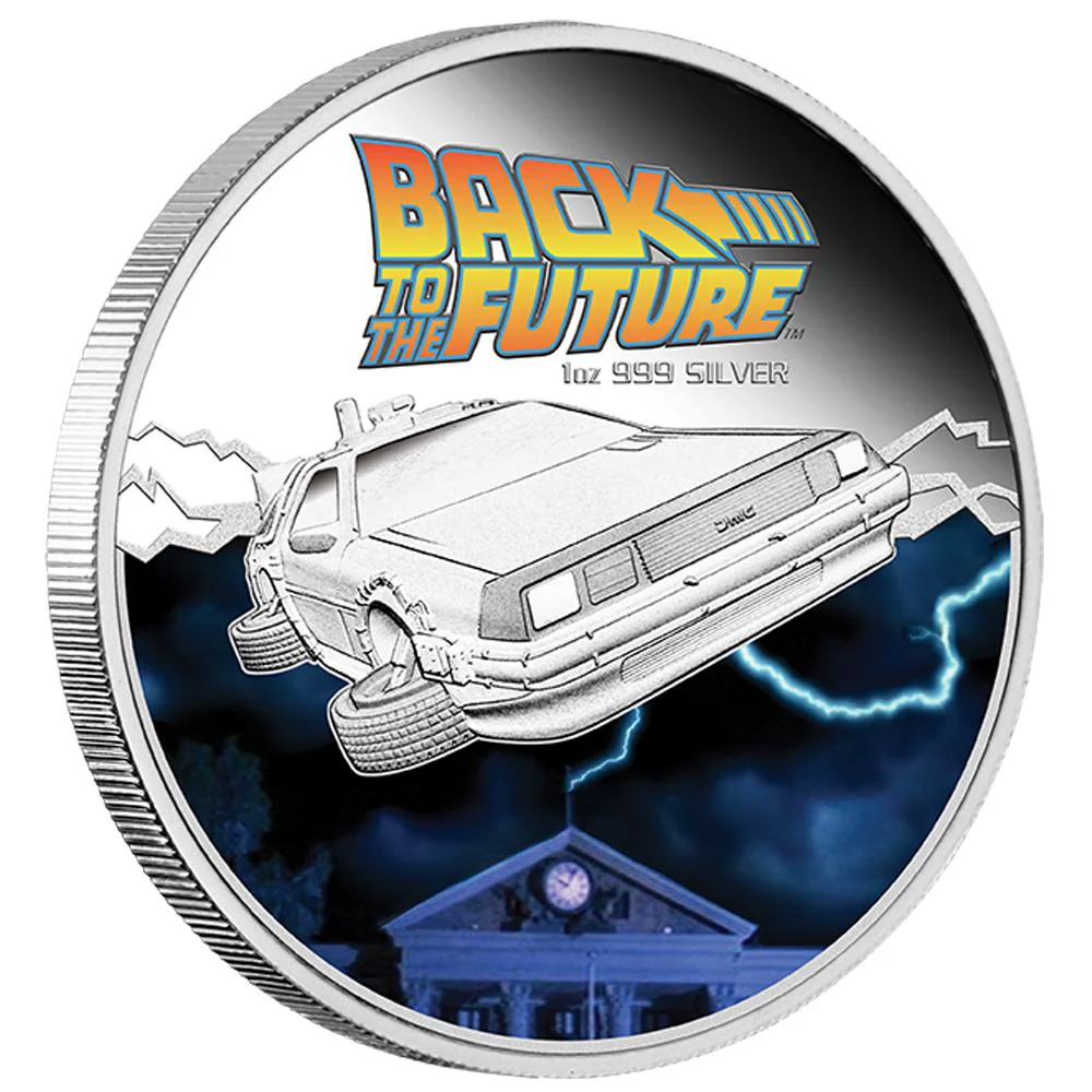 2015 Back to the Future DeLorean 1oz Silver Proof Coin - Image 2
