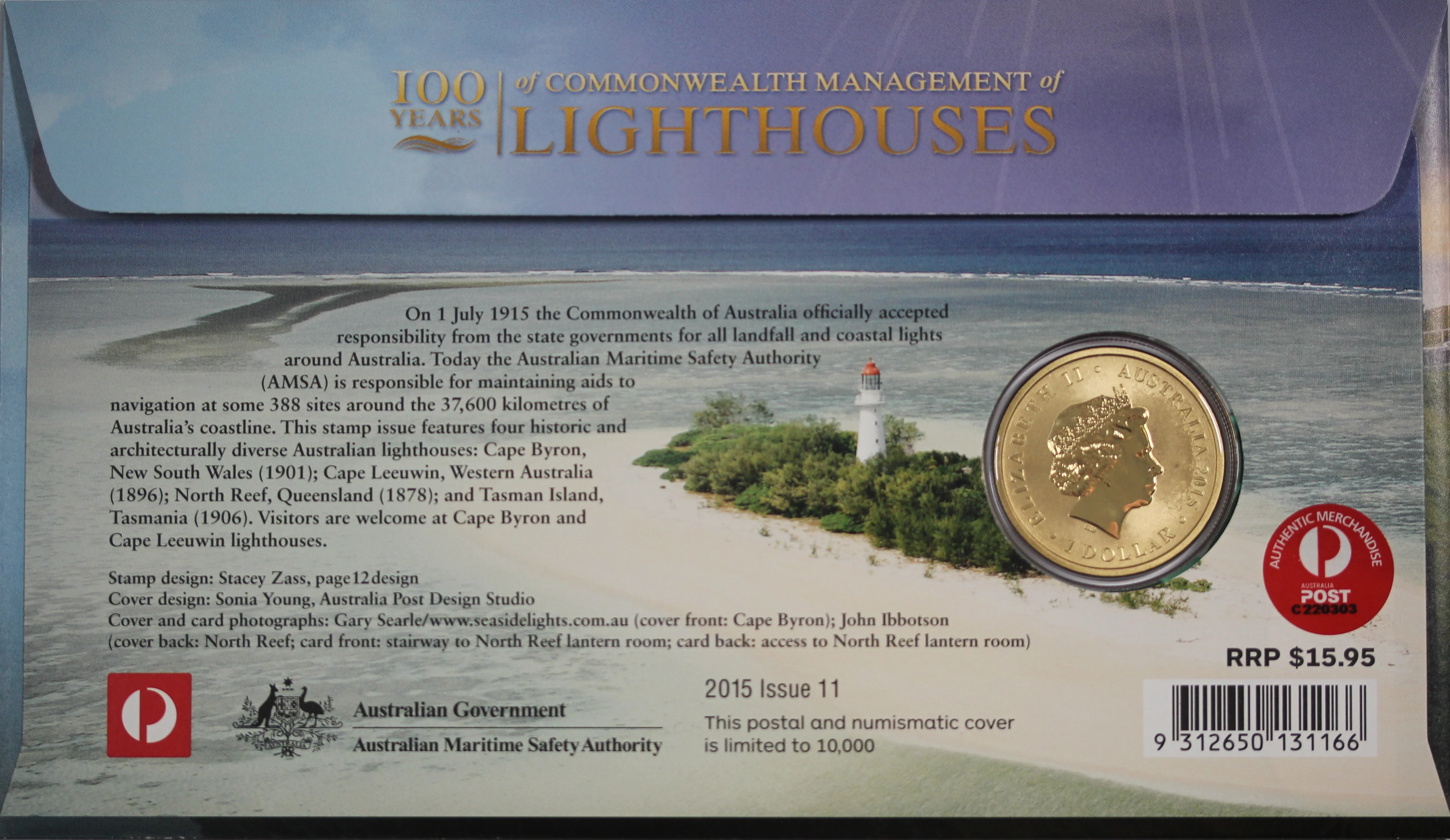 2015 Centenary of Commonwealth Management of Lighthouse $1 PNC - Image 2