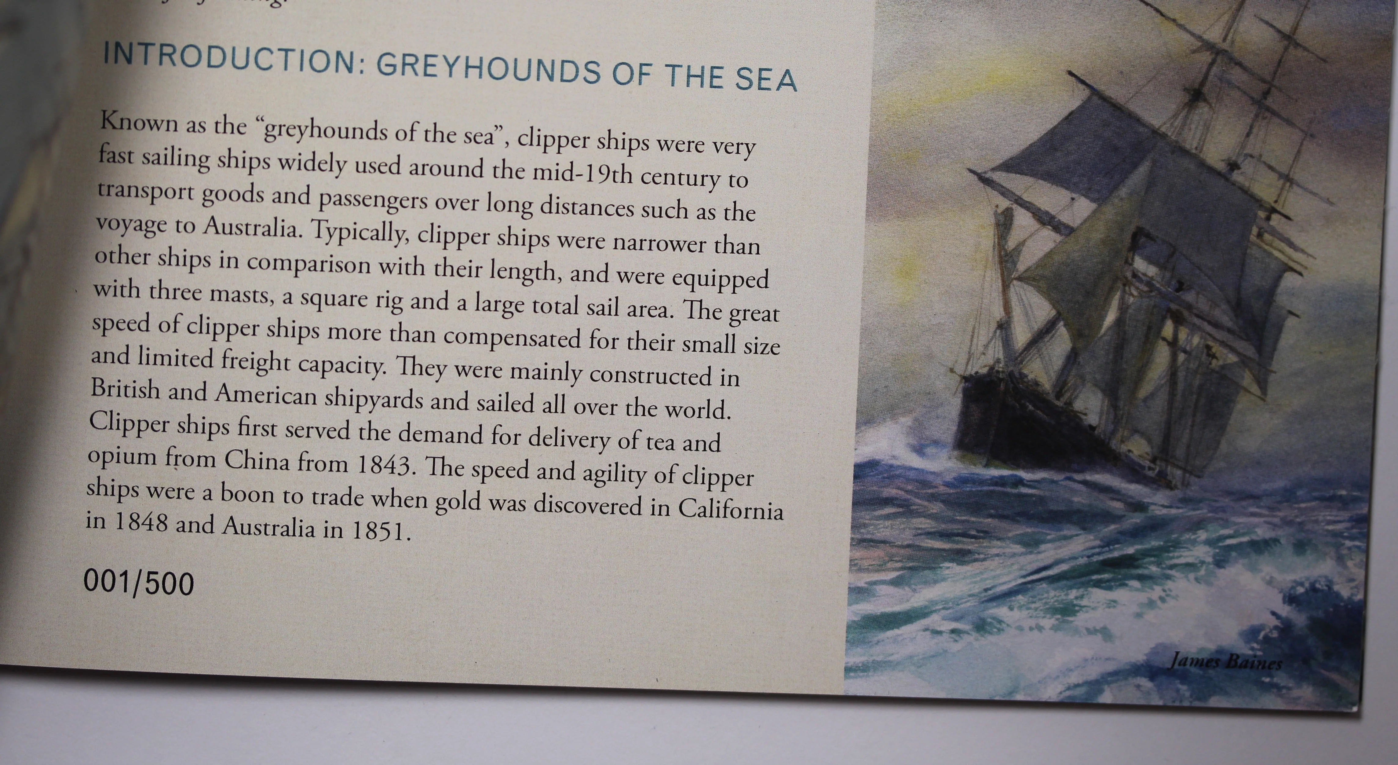 2015 Era of Sail Clipper Ships Stamp Book COA #1/500 - Image 3