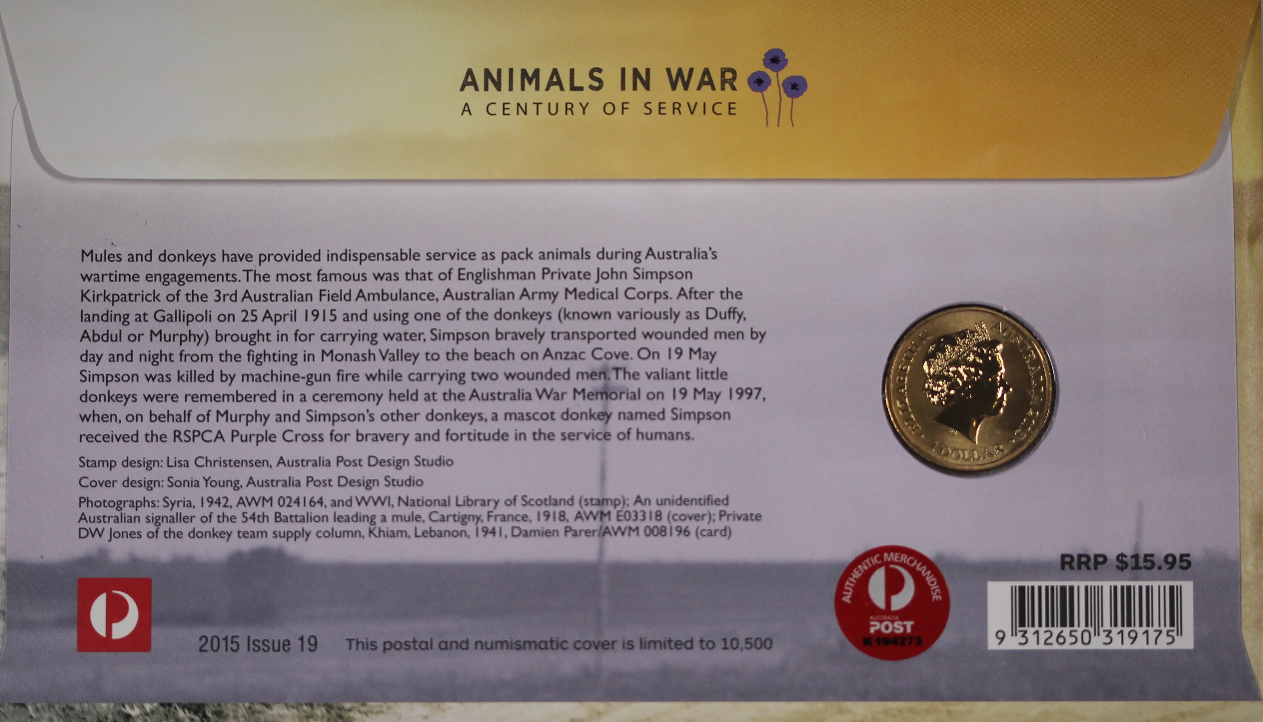 2015 Unlikely Heroes Simpson and his Donkey $1 PNC - Image 2