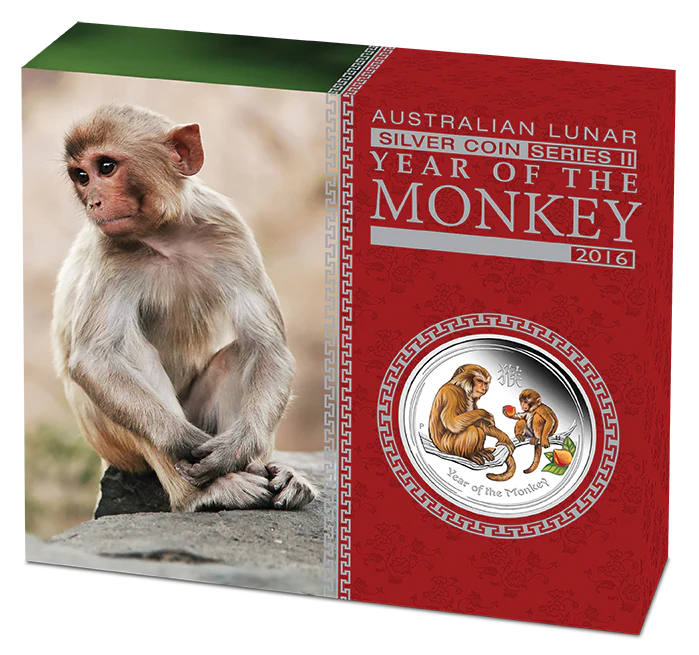 2016 1/2oz Silver Year of the Monkey Coloured Proof Coin