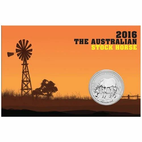 2016 $1 Australian Stock Horse 1oz Silver Coin in Card