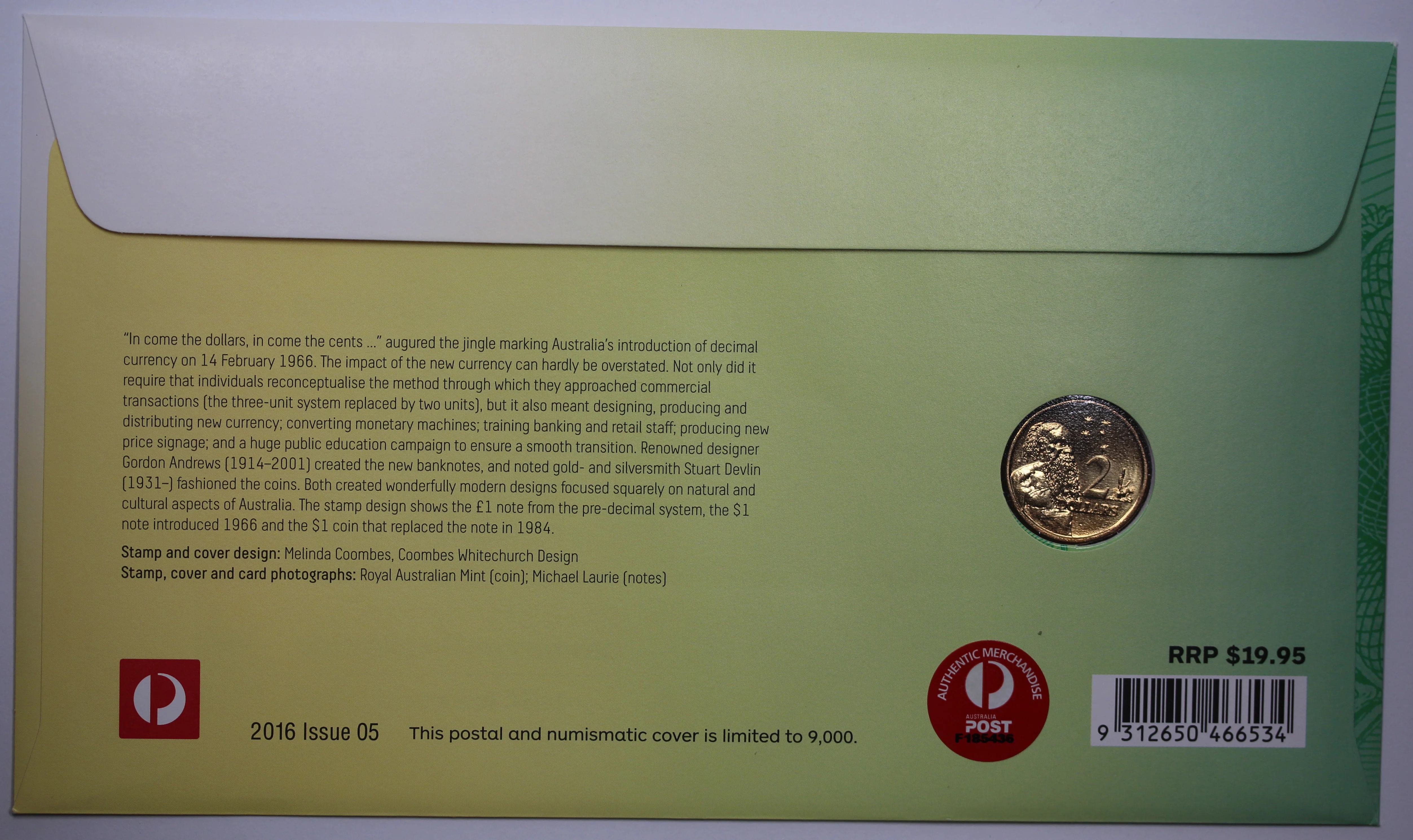 2016 $2 50th Anniversary of Decimal Currency Changeover PNC - Image 2