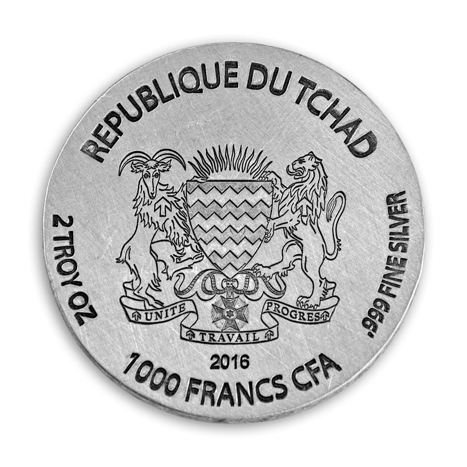 2016 2oz Chad Egyptian Relic Series Antiqued Horus Silver Coin - Image 2