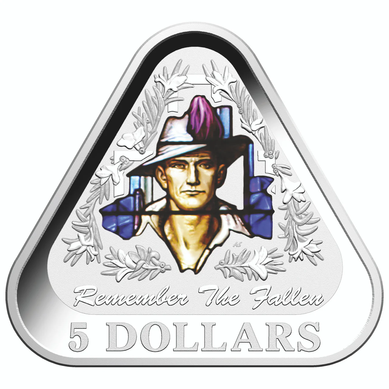 2016 $5 Remember The Fallen Silver Coloured Triangle Proof Coin - Image 2
