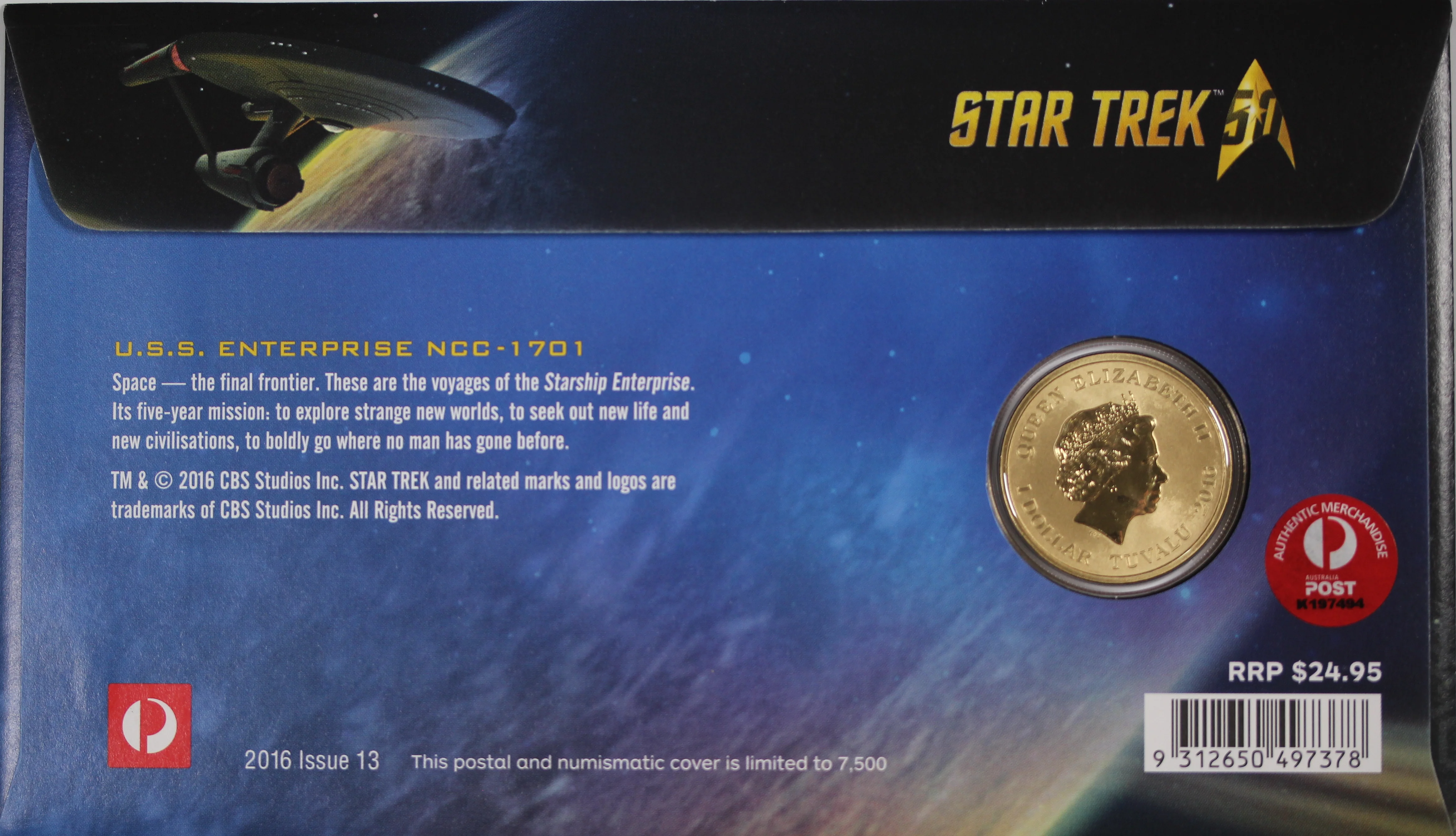 2016 Star Trek U.S.S. Enterprise NCC-1707 $1 PNC - Image 2