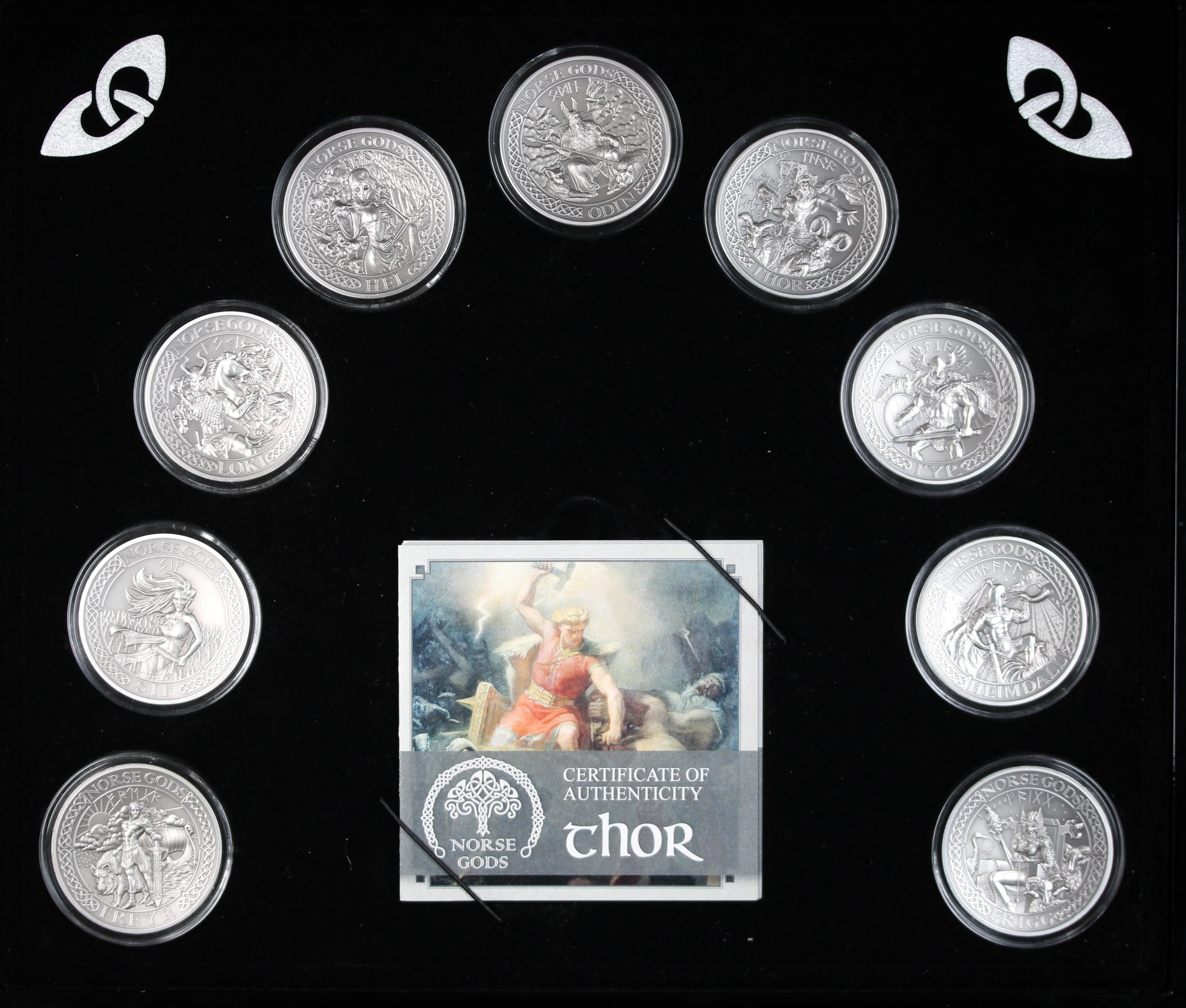 2016 The Norse Gods 9-Coin 2oz Antiqued Silver Set in Box - Image 2
