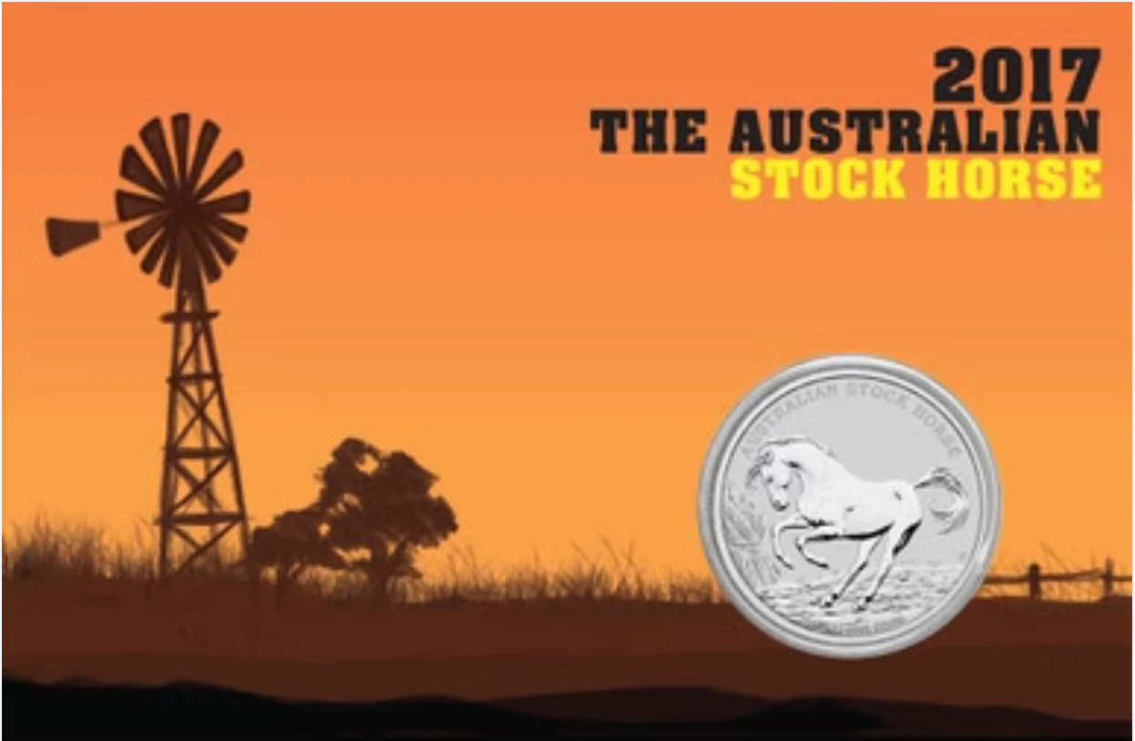 2017 $1 Australian Stock Horse 1oz Silver Coin in Card