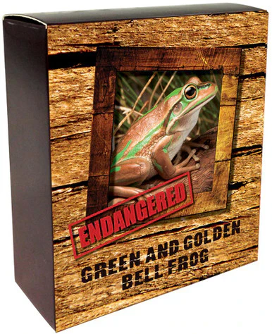 2017 $1 Endangered and Extinct Green and Golden Bell Frog 1oz Silver Coloured Proof Coin - Image 4