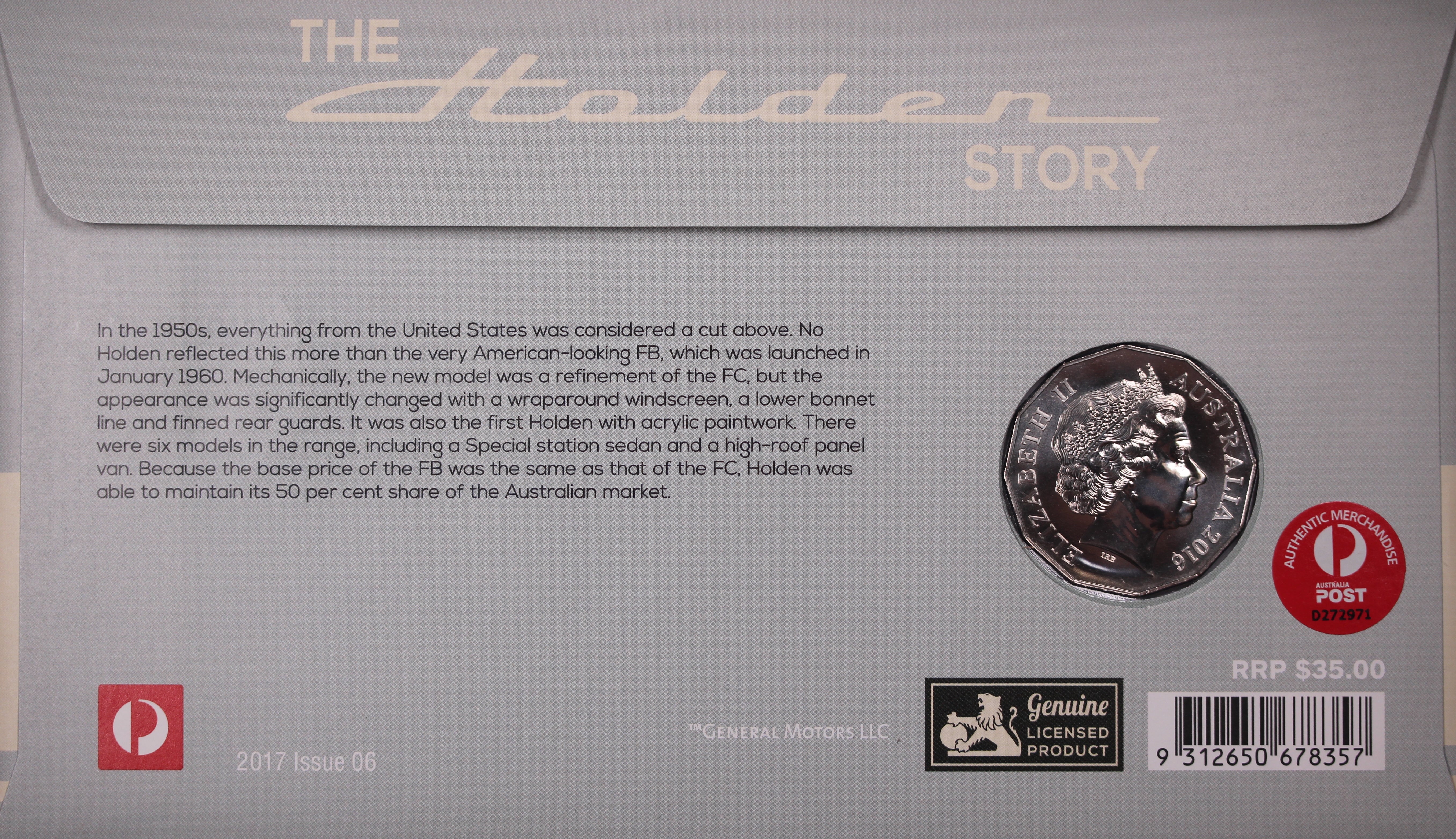 2017 1960 FB Holden Melbourne Stamp Show PNC - Image 2