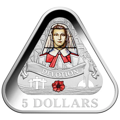 2017 $5 Front Line Angels 1oz Silver Coloured Proof Triangular Coin - Image 3