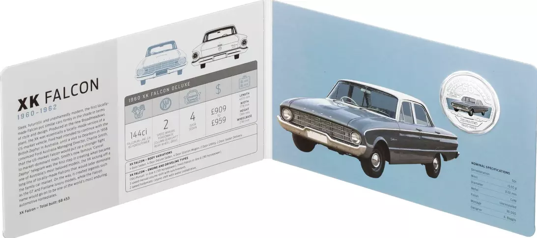 2017 50c Ford Classic -1960 XK Falcon Deluxe UNC Coin in Card - Image 2